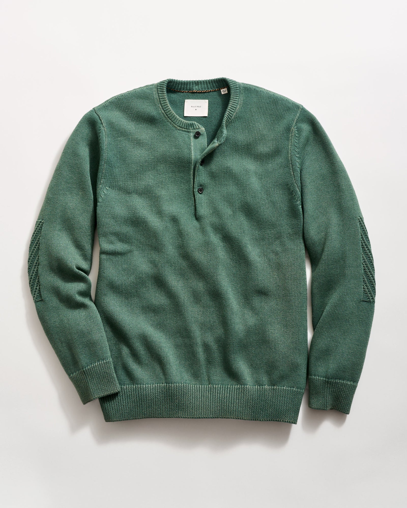 Garment Dyed Henley Sweater in Jungle Green