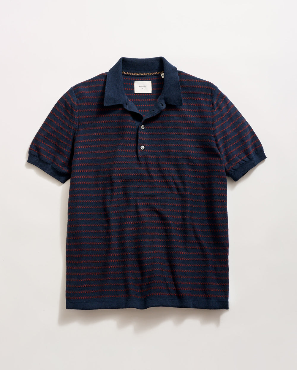 Textured Stripe Sweater Polo in Carbon Blue