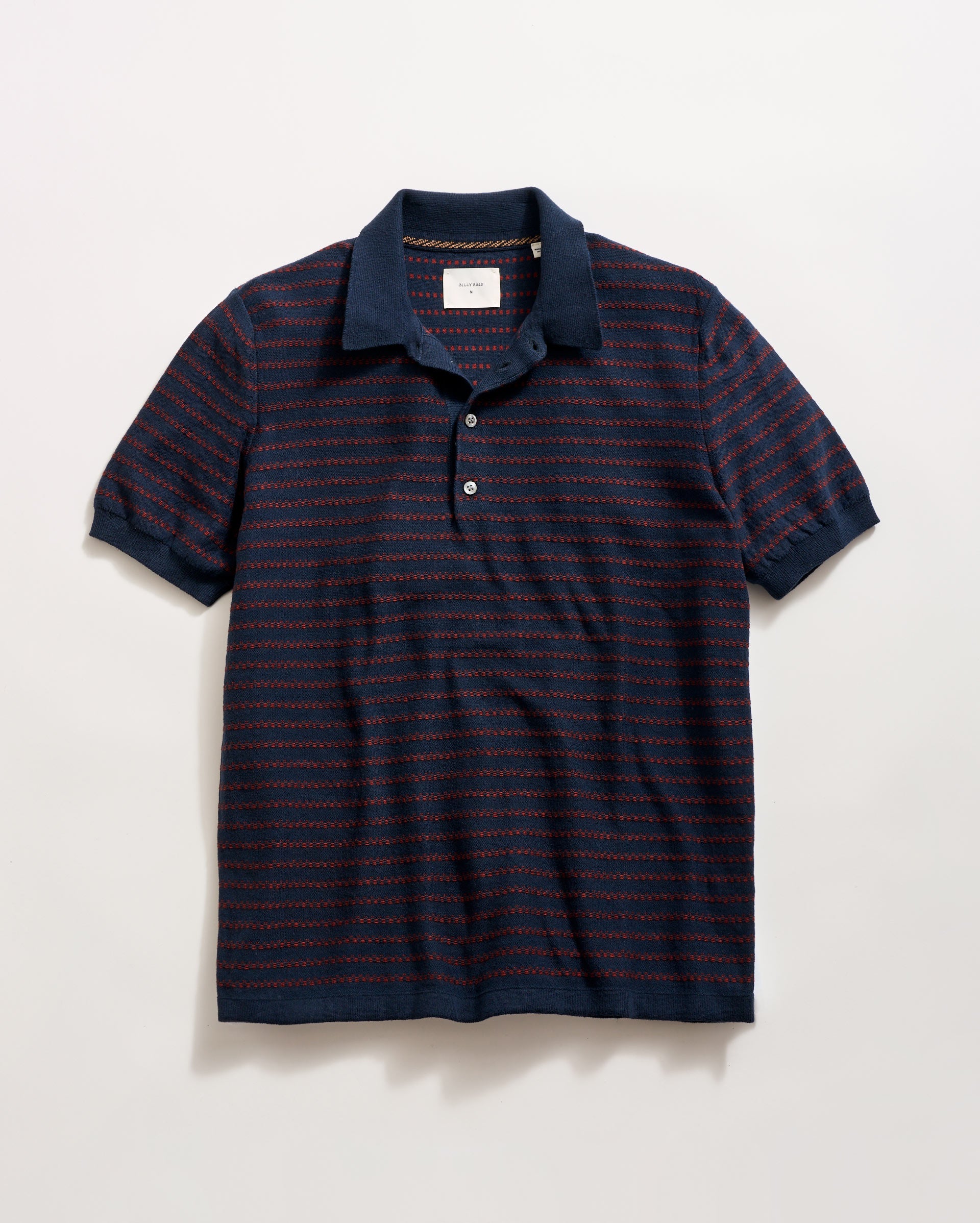 Textured Stripe Sweater Polo in Carbon Blue