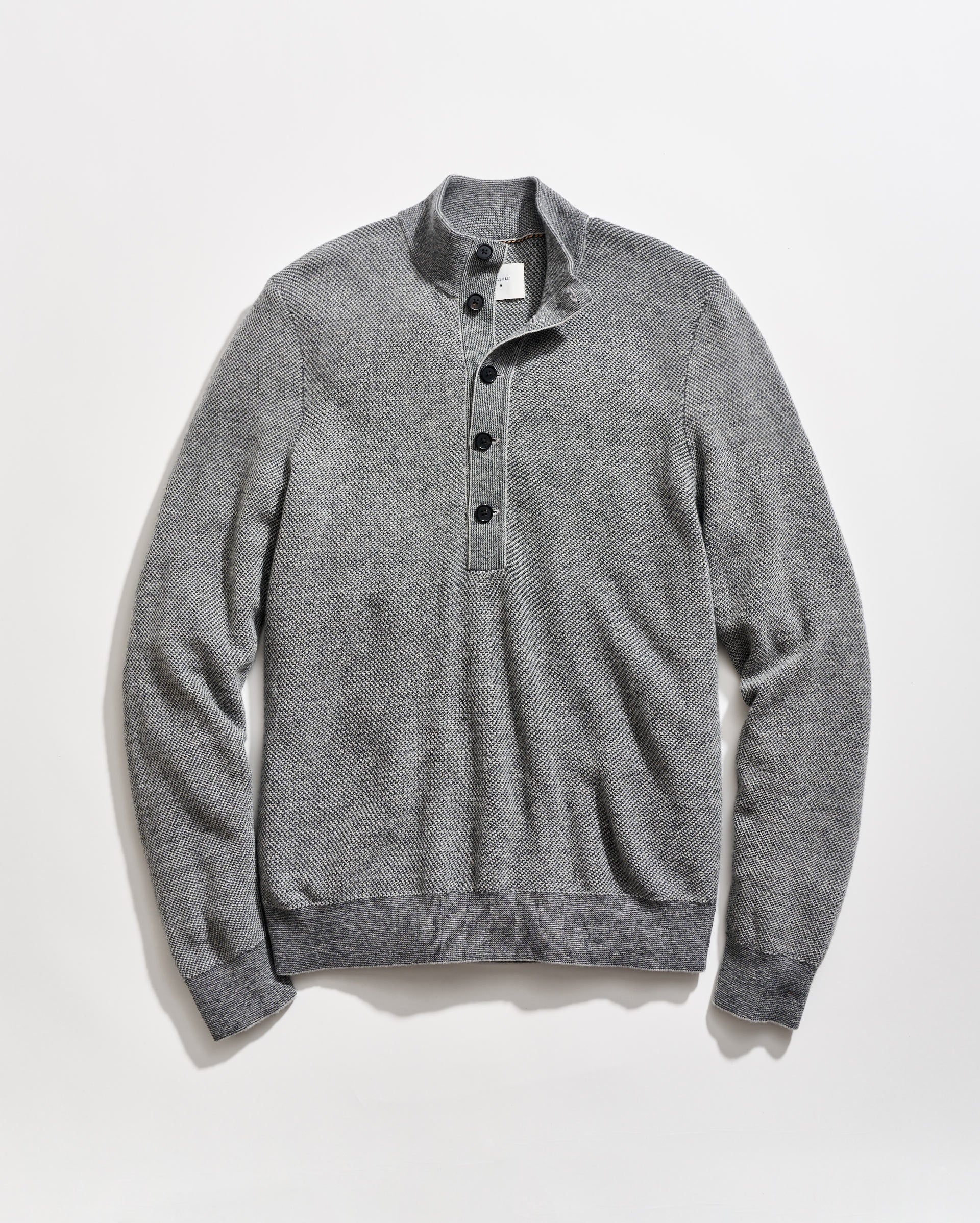 Button Placket Twill Pullover in Charcoal Multi
