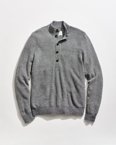 Button Placket Twill Pullover in Charcoal Multi