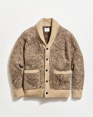 Flow Jacquard Cardigan in Brown Stone Multi