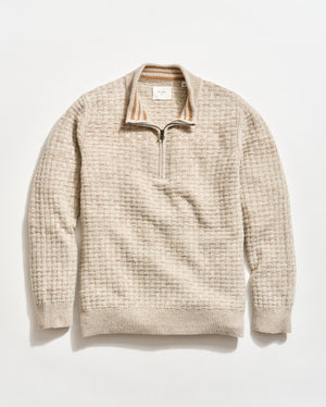Basketweave Half Zip Sweater in Oatmeal