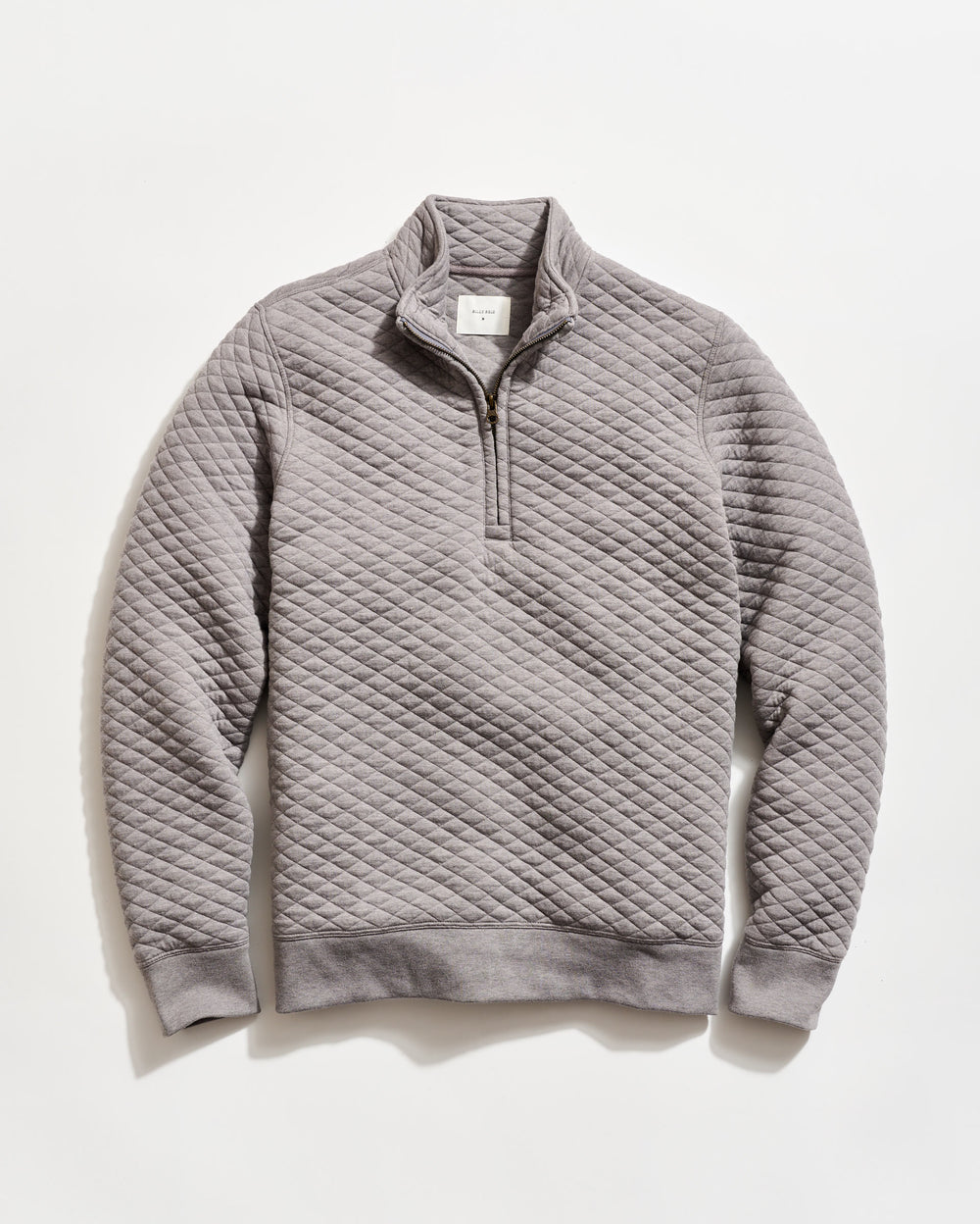 Diamond Quilt Half Zip in Medium Grey