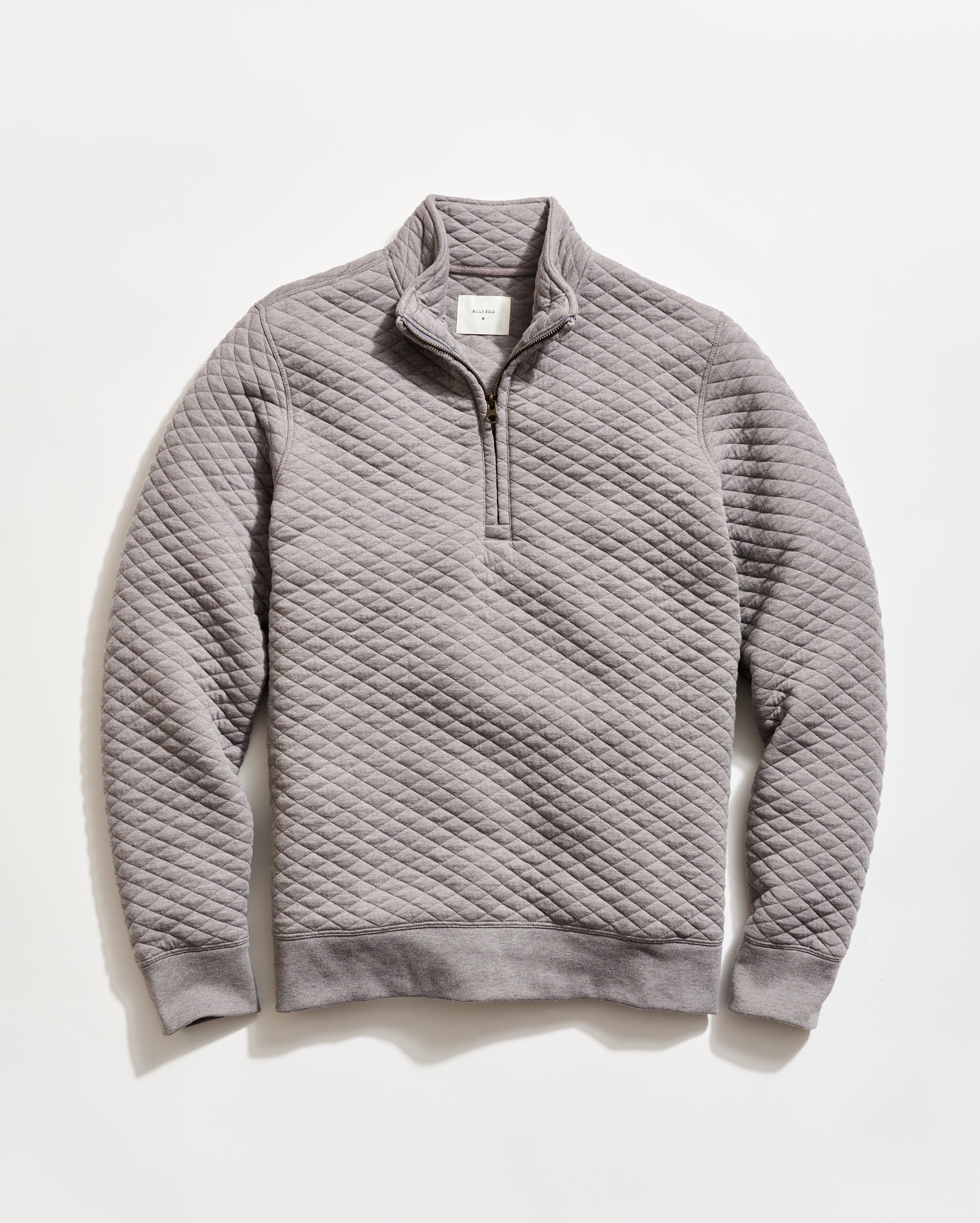 Diamond Quilt Half Zip in Medium Grey