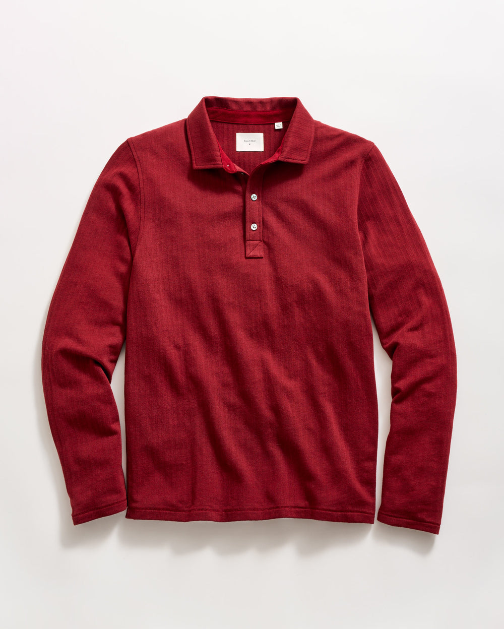 Long Sleeve Herringbone Polo in Syrah