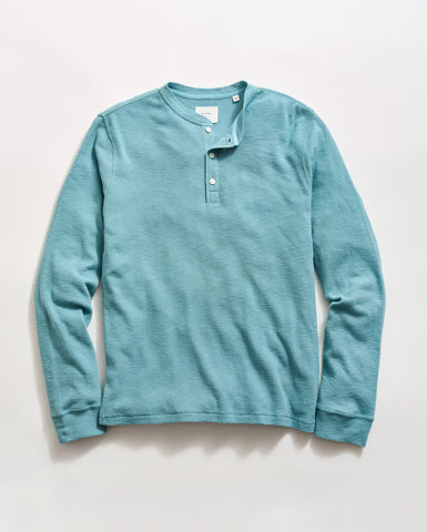 Slub Tuck Henley in Steel Blue