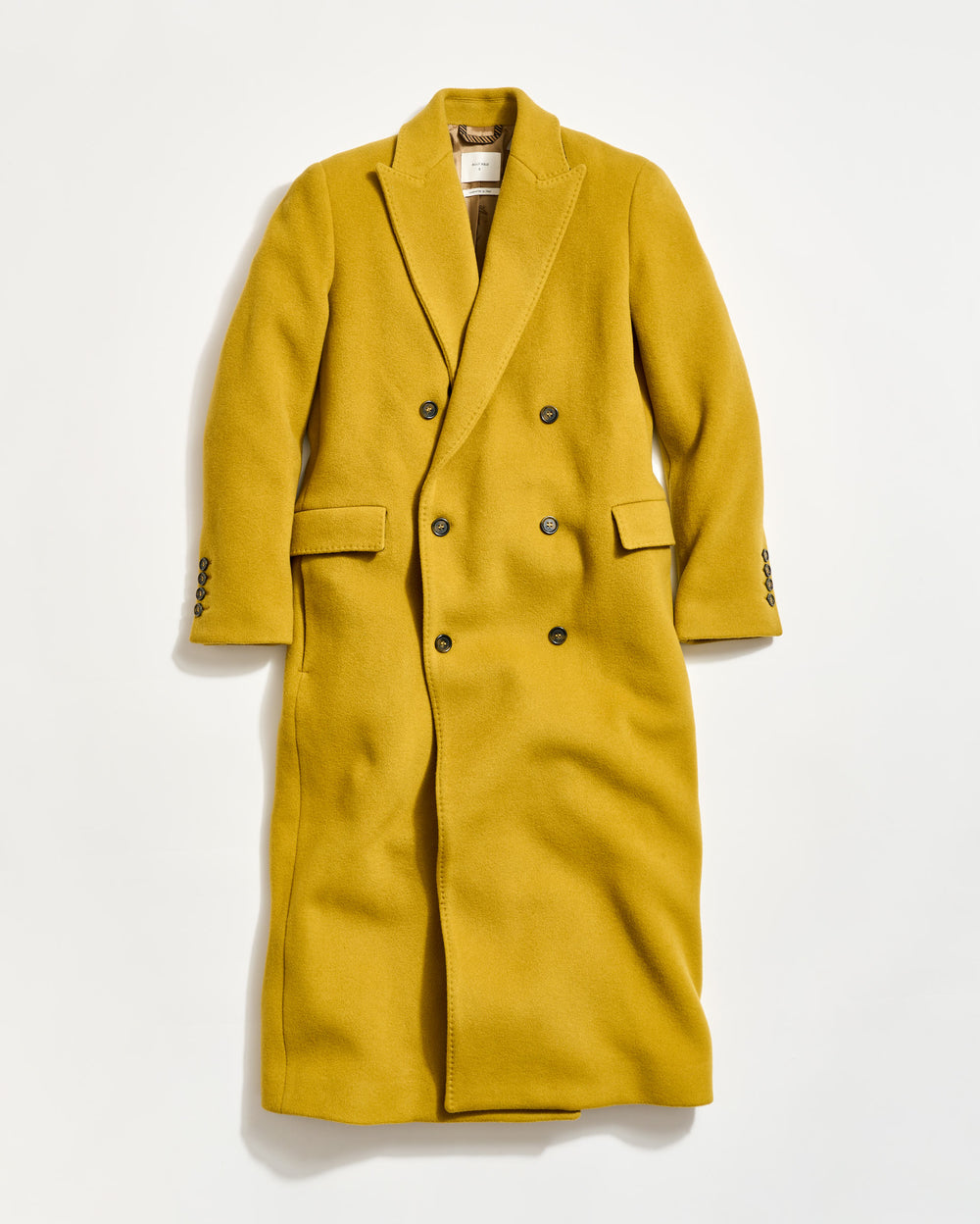 Wool Double Breasted Peak Lapel Coat