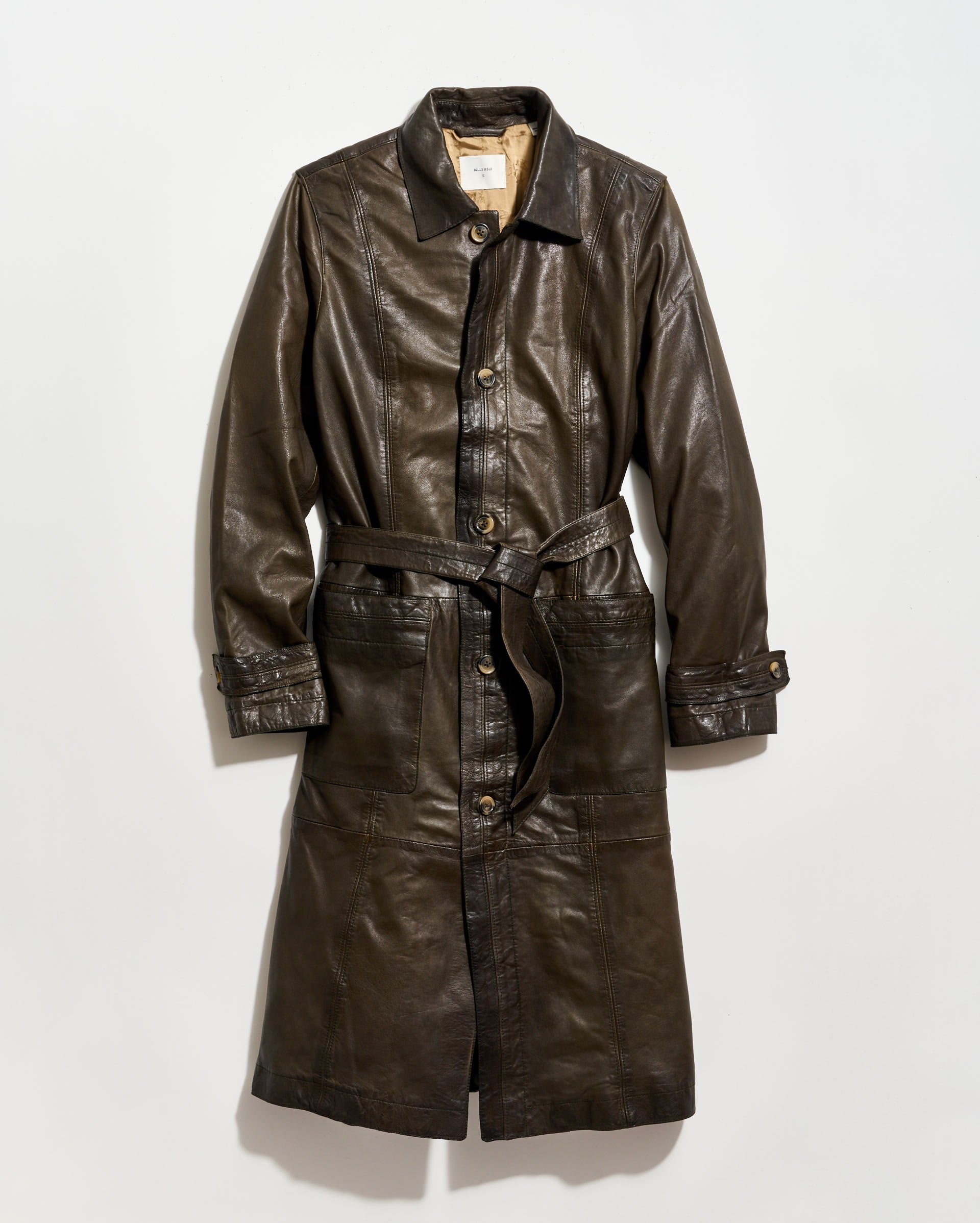 Belted Lamb Leather Coat with Horn Buttons | Billy Reid
