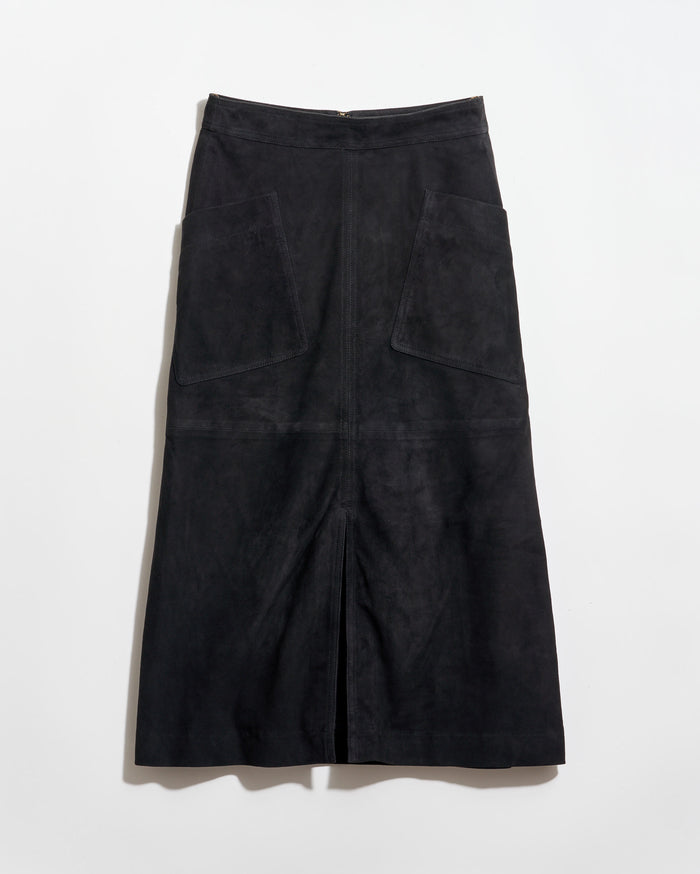 A-Line Suede Skirt in Black