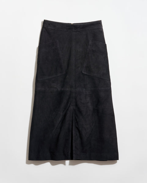 A-Line Goat Suede Skirt with Patch Pockets | Billy Reid