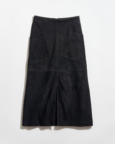 A-Line Suede Skirt in Black