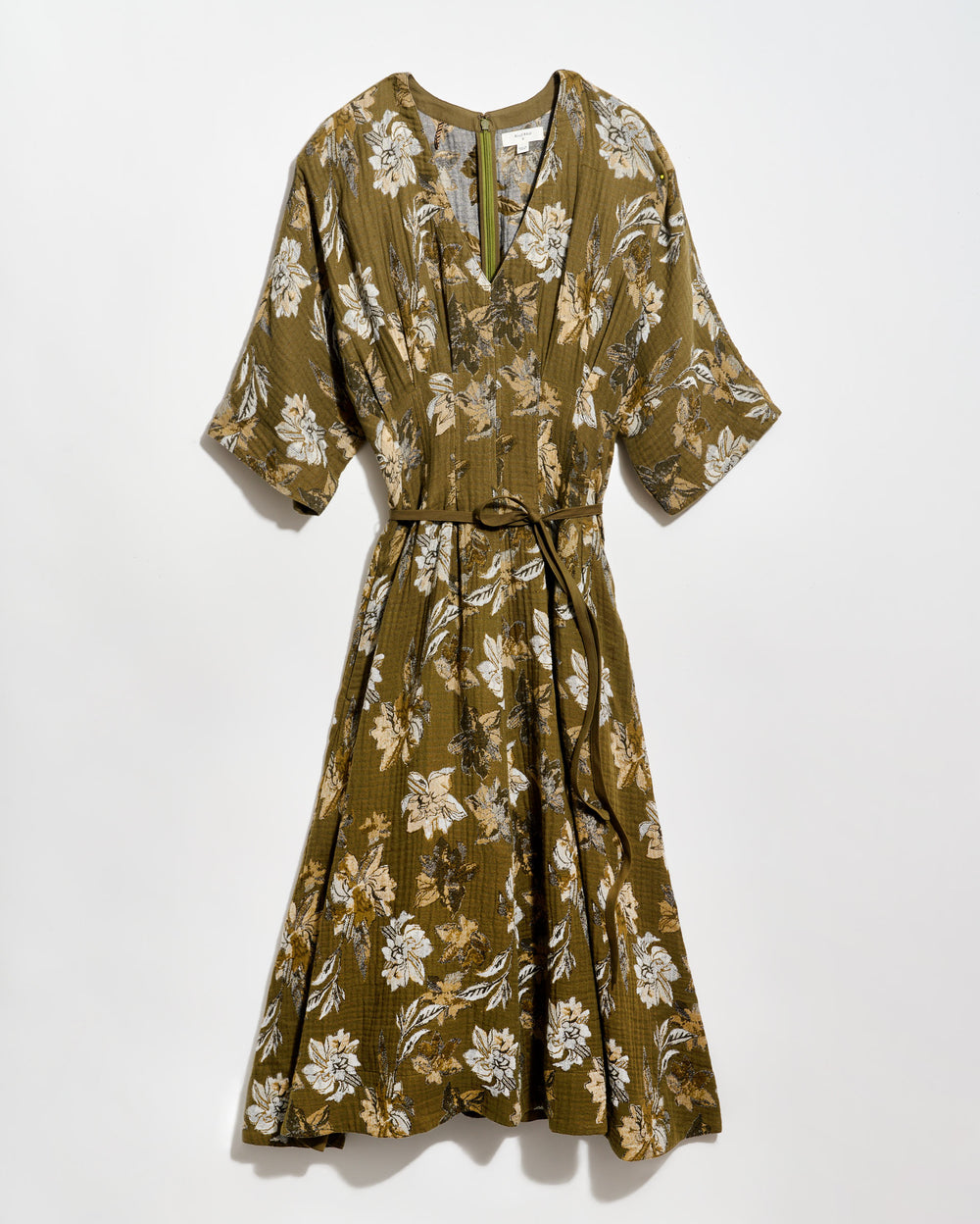 Billy Reid Peony Jacquard Waist Pleat Dress, Green Billy Reid Peony Jacquard Waist Pleat Dress, Green