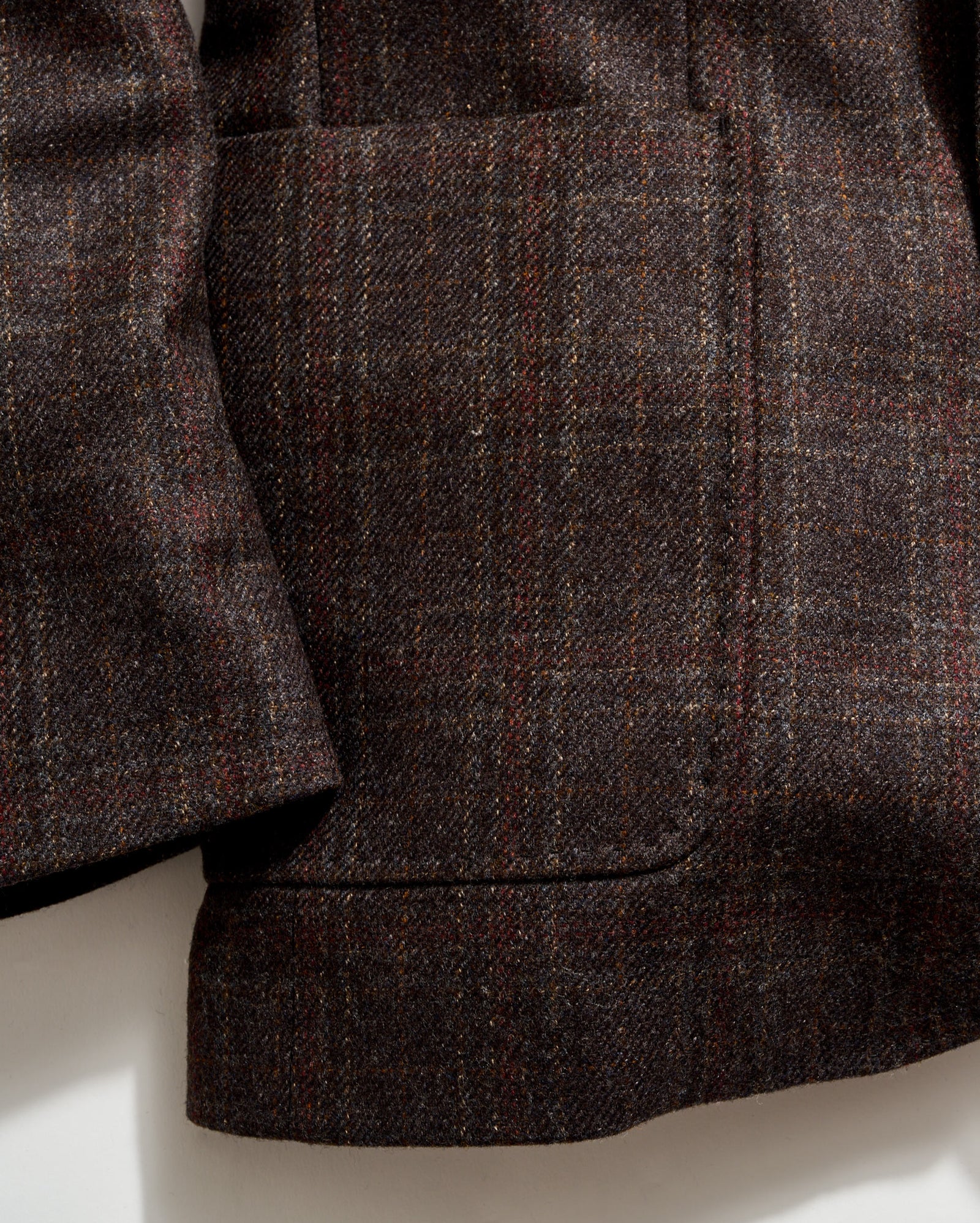 Close-up of a brown plaid fabric texture