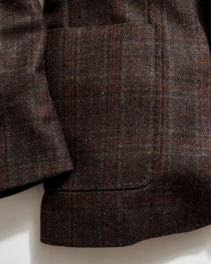 Close-up of a brown plaid fabric texture