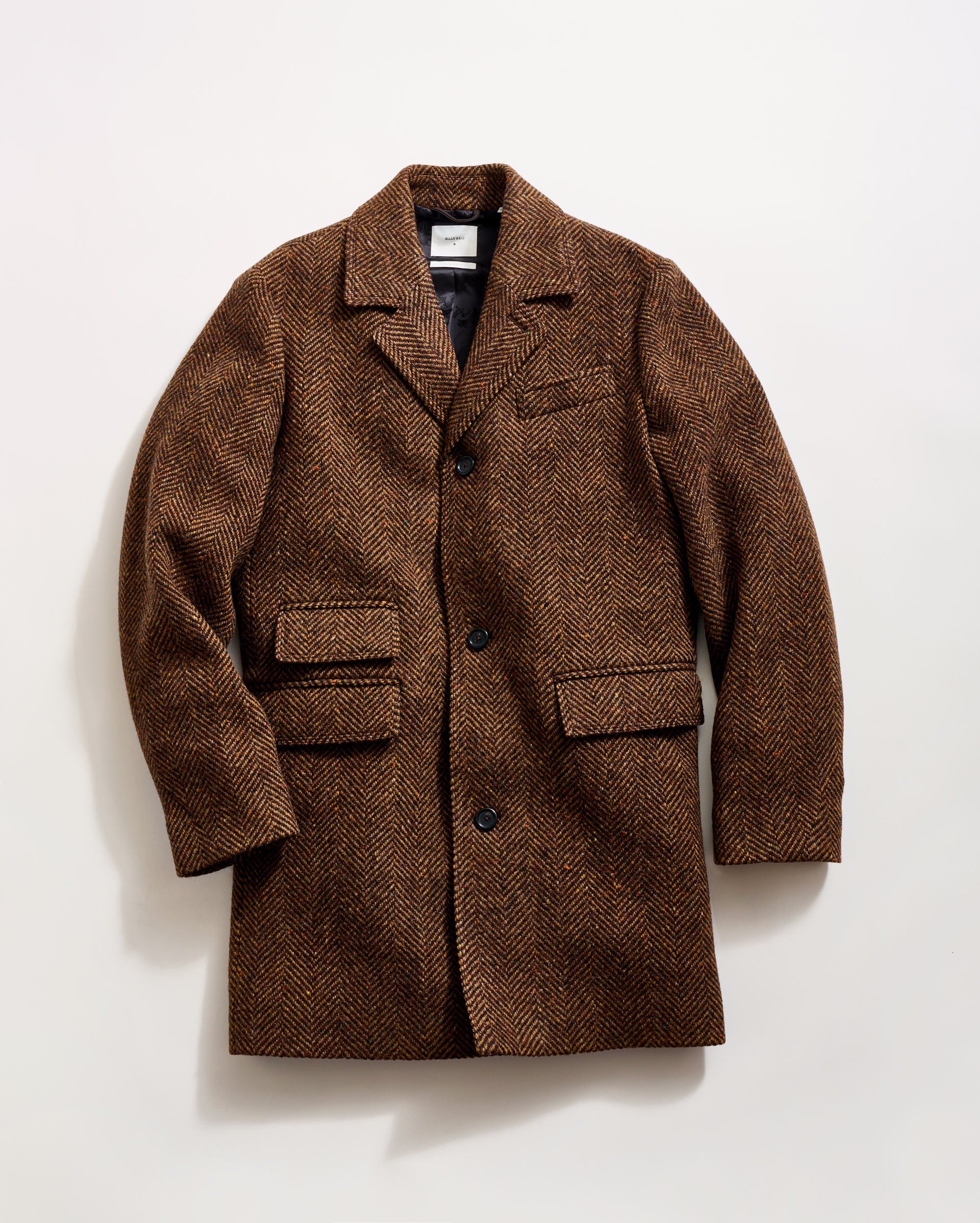 Dark Brown Herringbone Astor Coat | Billy Reid