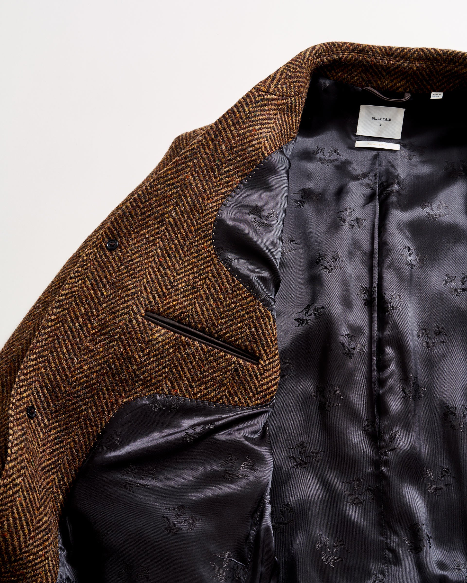Dark Brown Herringbone Astor Winter Coat | Billy Reid