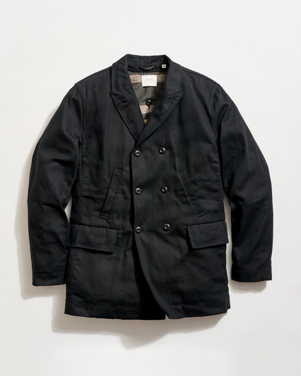 Waxed Canvas Bond Peacoat in Black