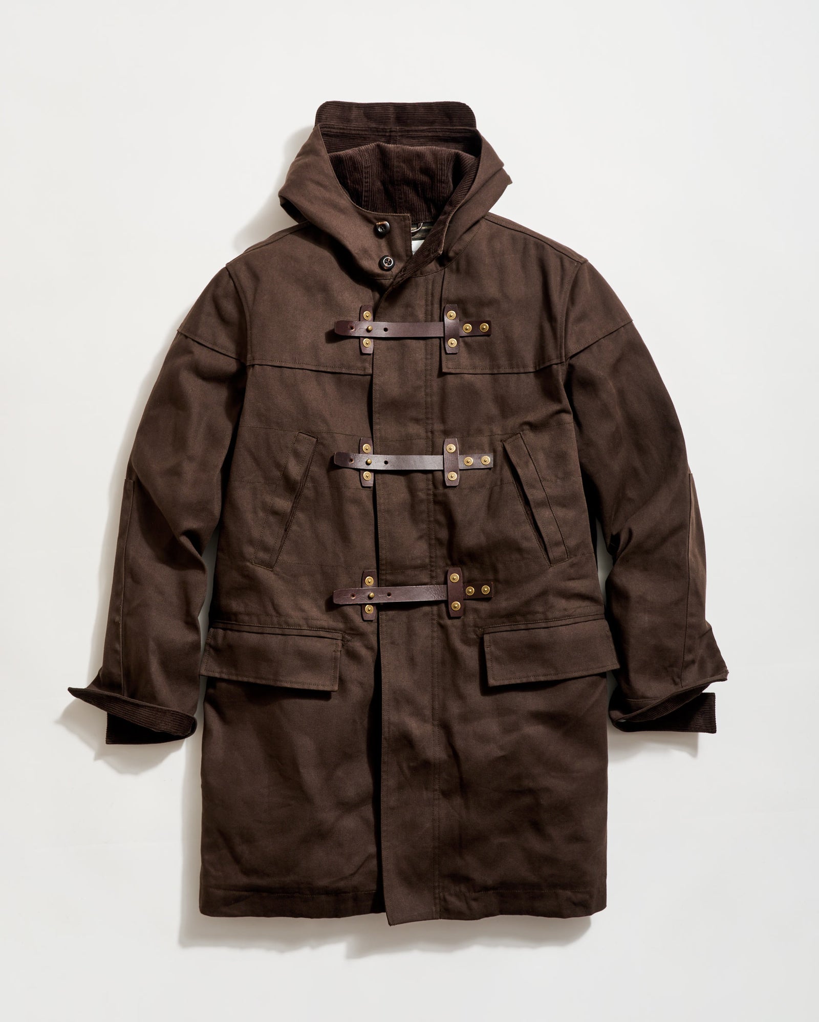 Waxed Canvas Duffle Coat in Rustic Brown