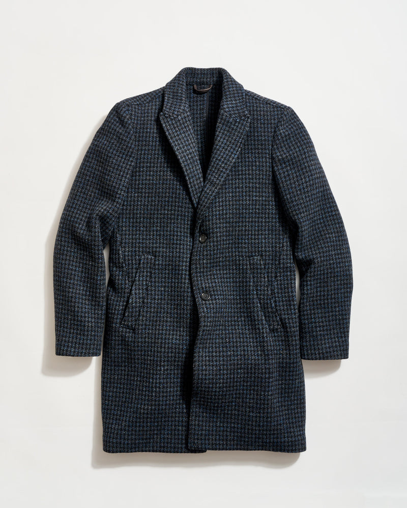 Virgin Wool Houndstooth Walking Car Coat
