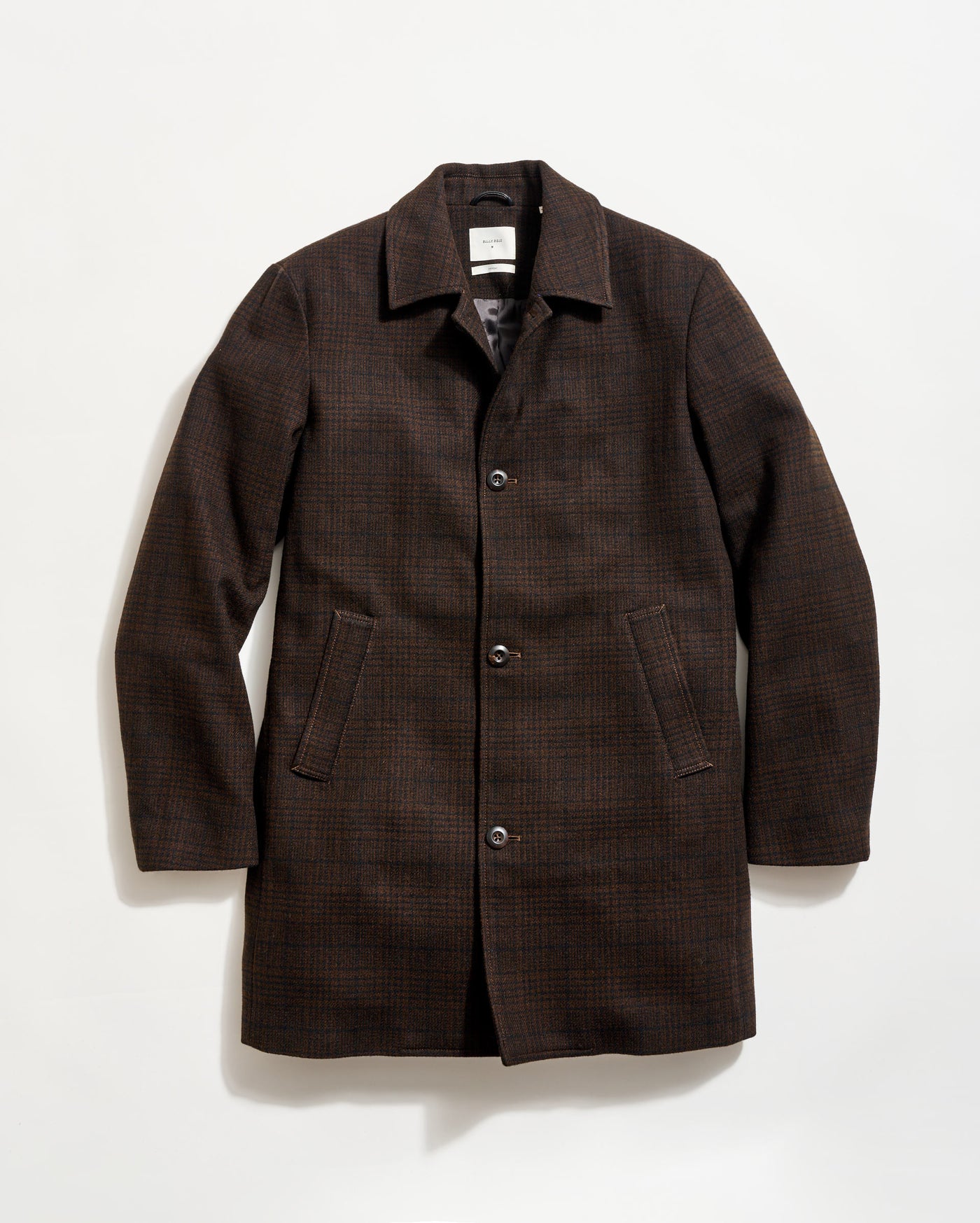 Billy Reid Plaid Cooper Overcoat, Brown Multi