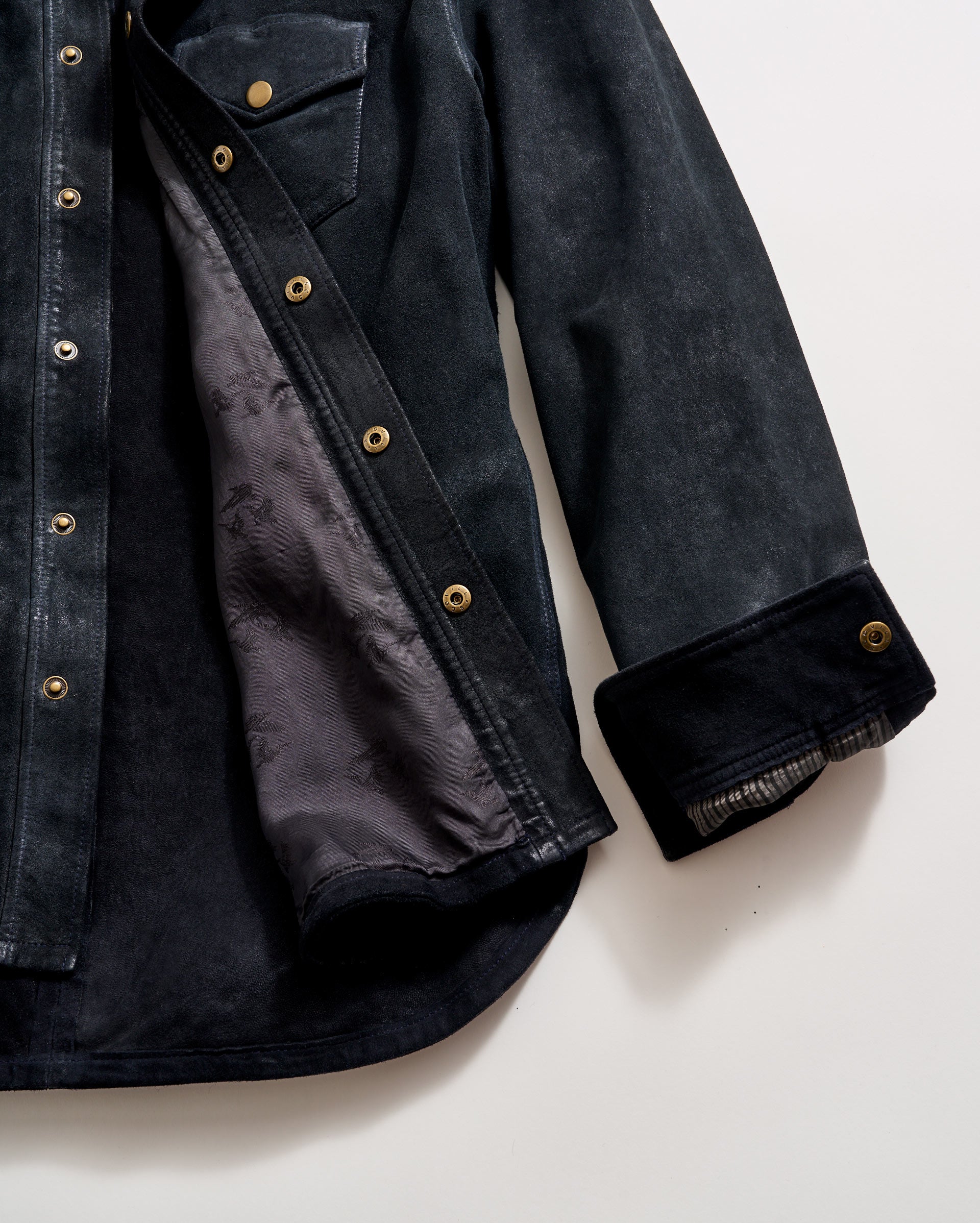 Savoy Waxed Suede Workshirt with Brass Snaps | Billy Reid
