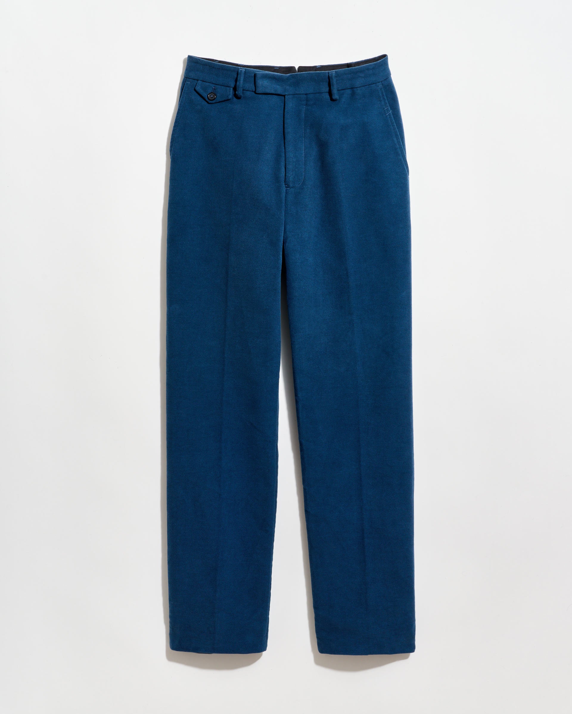 Moleskin Flat Front Trouser in Denim Blue