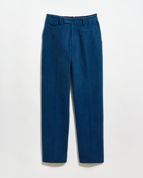 Moleskin Flat Front Slim Trouser - Denim Blue | Billy Reid