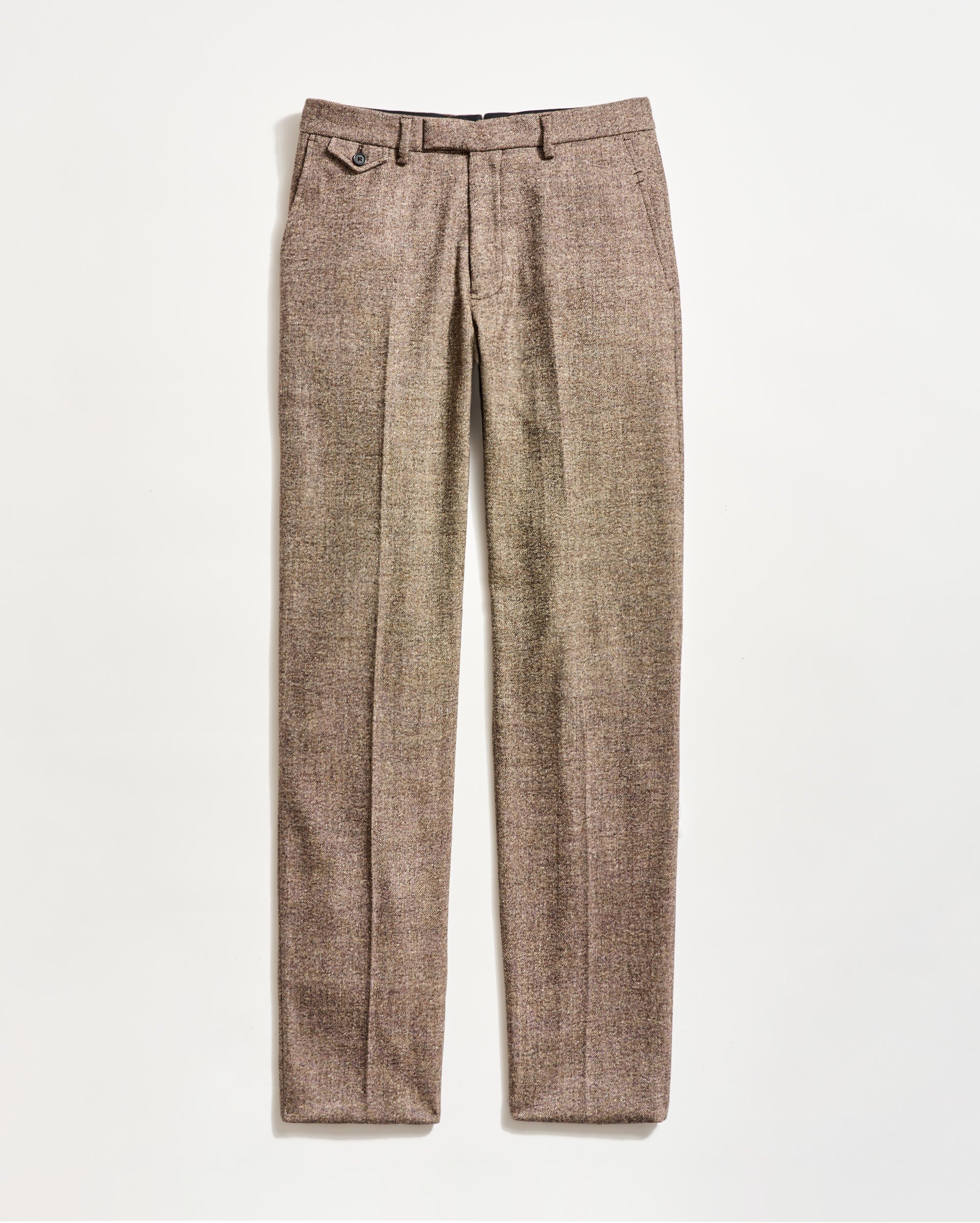 金*衛様 BROCHURE 1P WOOL SLACKS Wool Silk Herringbone Flat Front Trouser | Billy Reid