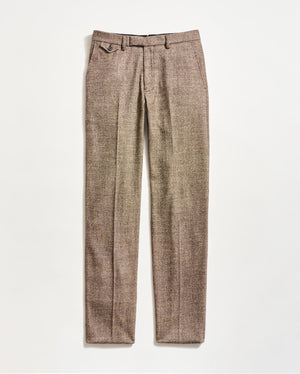 WOOL SILK FLAT FRONT TROUSER	BROWN/MULTI
