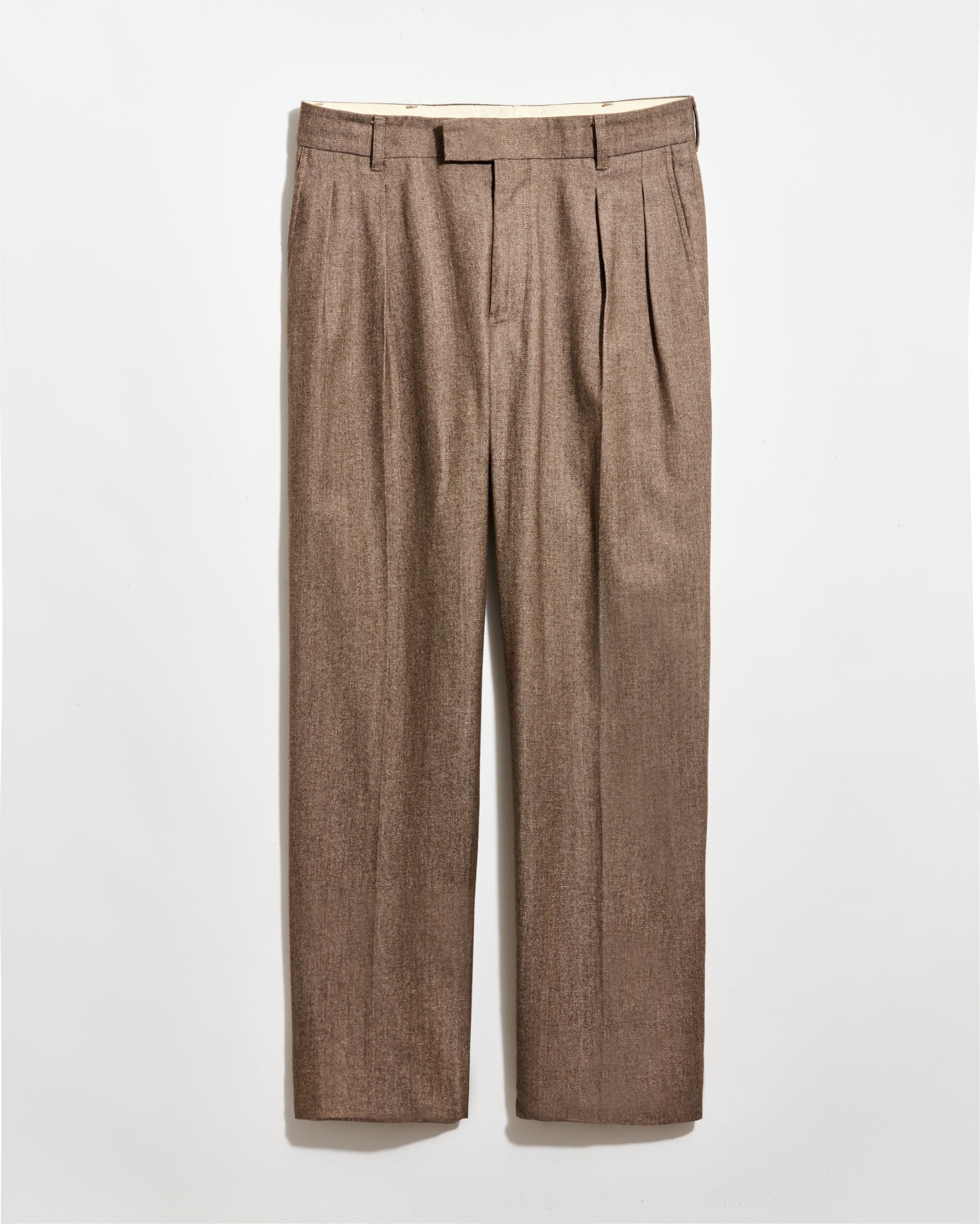 Billy Reid Twill Double Pleated Trouser, Brown Billy Reid Twill Double Pleated Trouser, Brown
