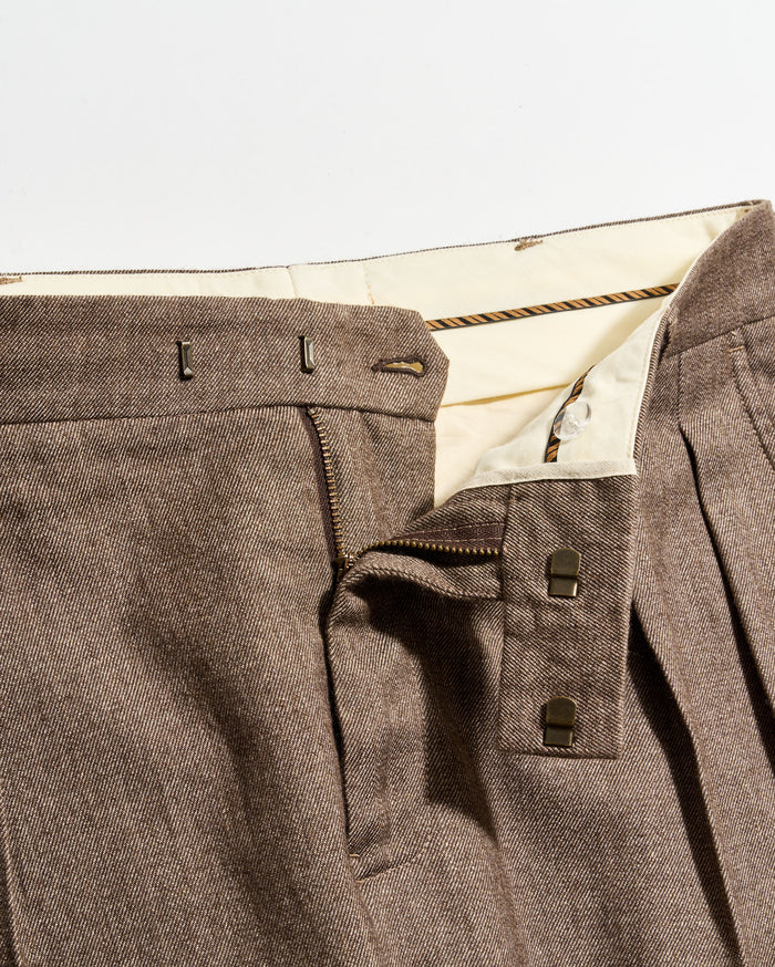 Billy Reid Twill Double Pleated Trouser, Brown Billy Reid Twill Double Pleated Trouser, Brown