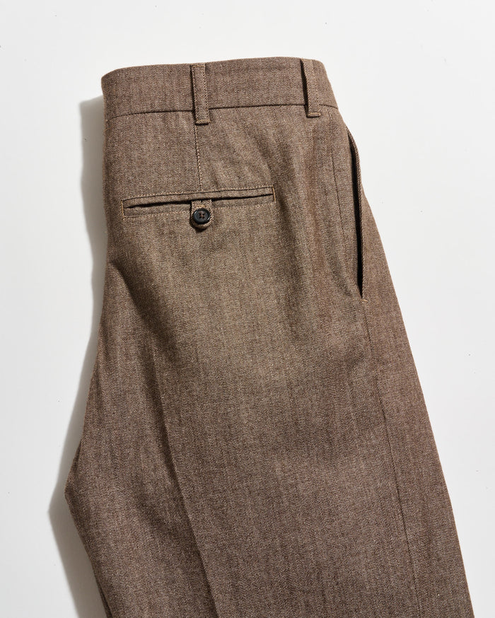 Twill Double Pleated Trouser in Brown | Billy Reid Twill Double Pleated Trouser in Brown | Billy Reid