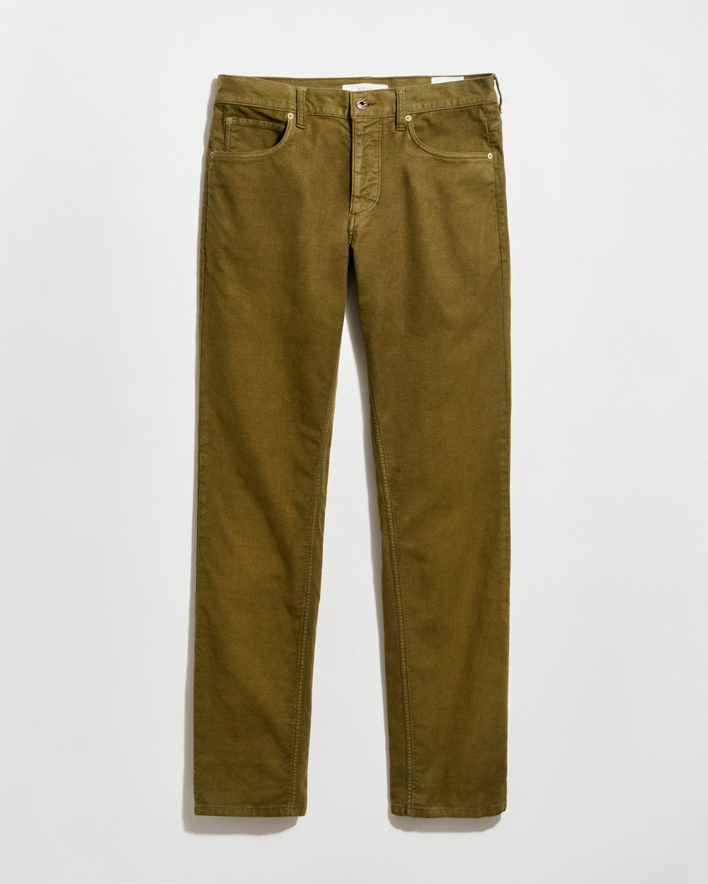 Olive green pants on a white background