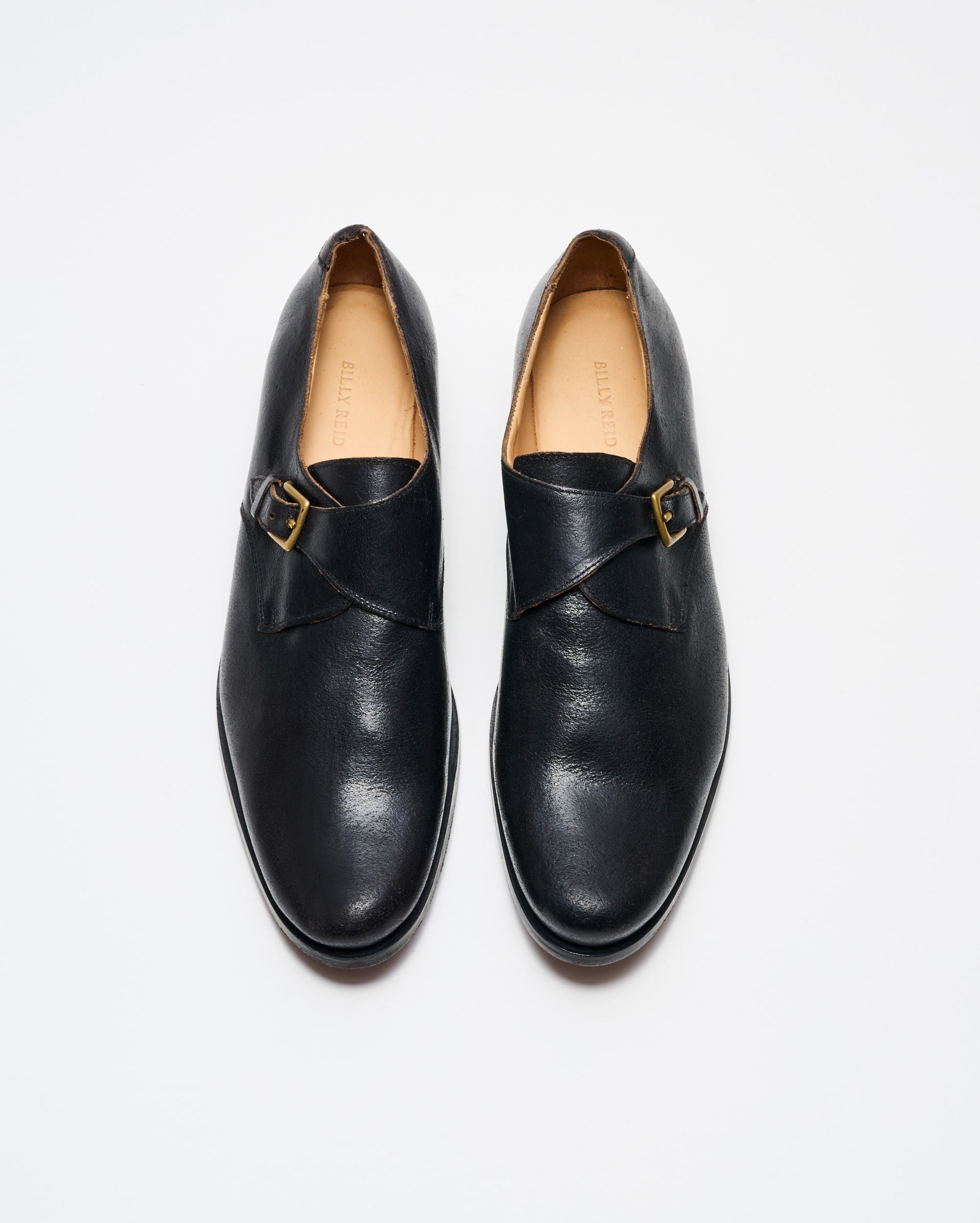 Black Leather Single Monk Strap Dress Shoe | Billy Reid