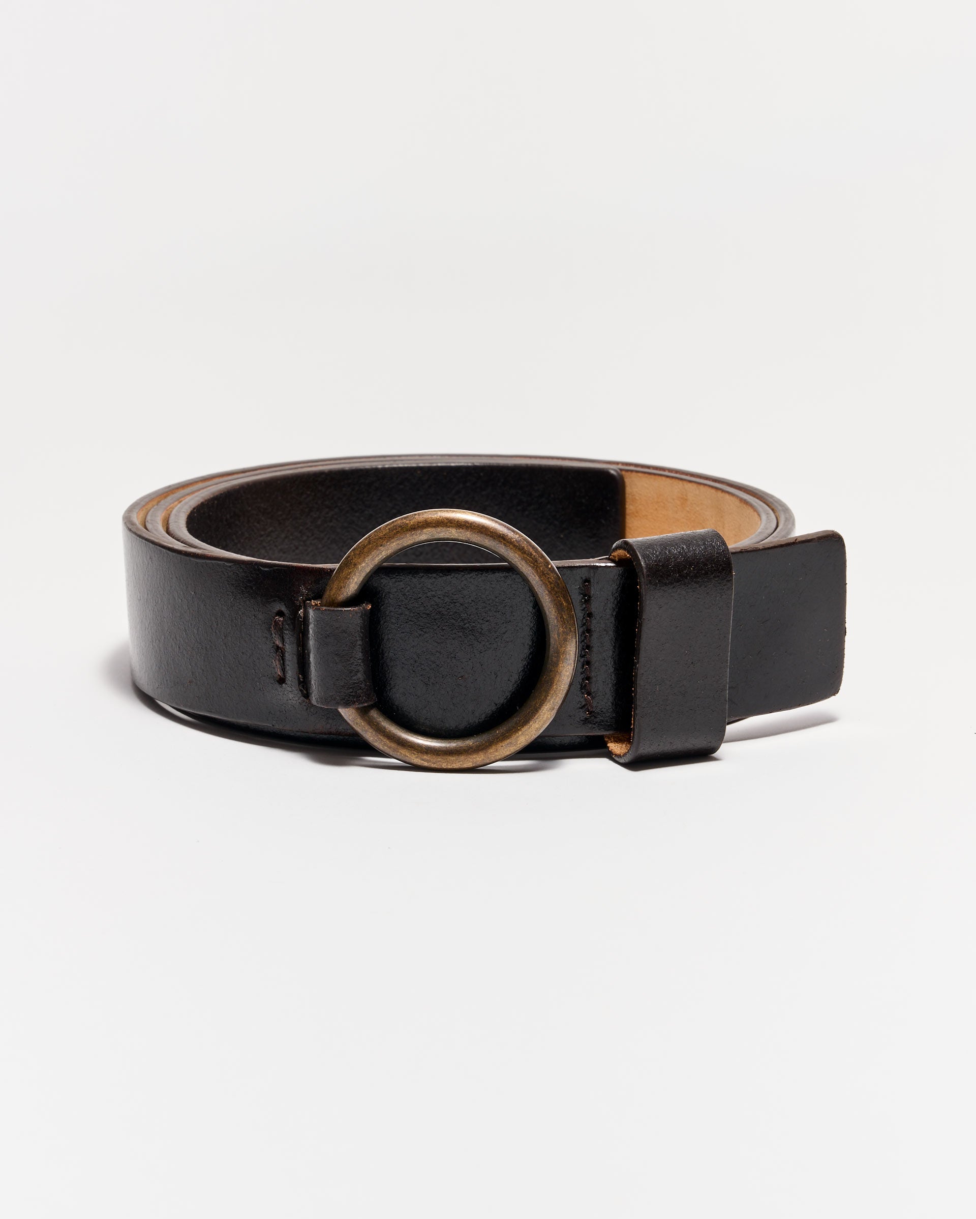美品 HYKE ハイク 19SS LEATHER RING BELT ブラック - 小物本当に 安い