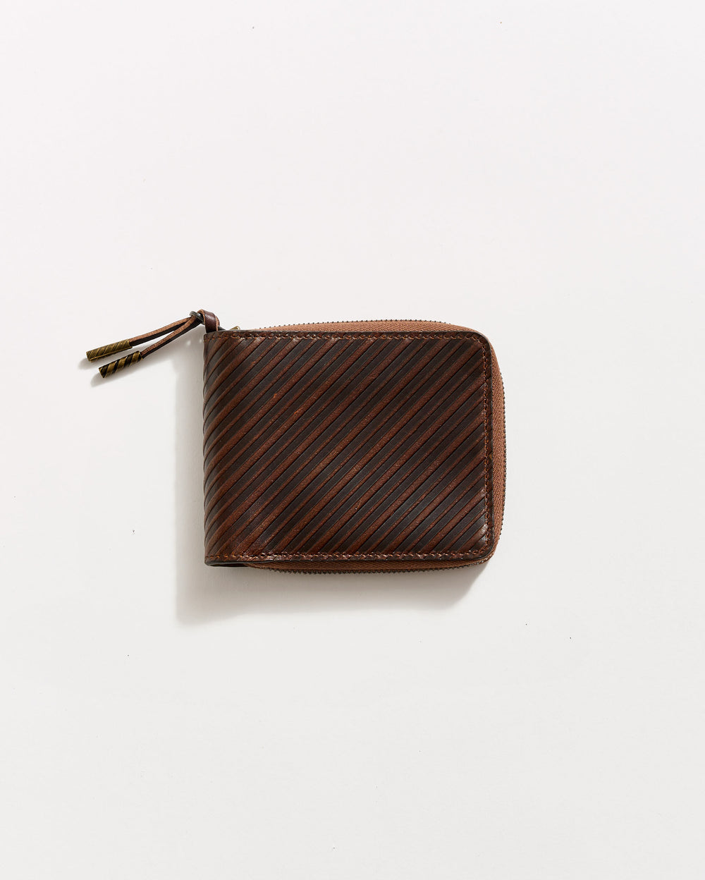 Leather Zip Wallet in Chestnut Brown