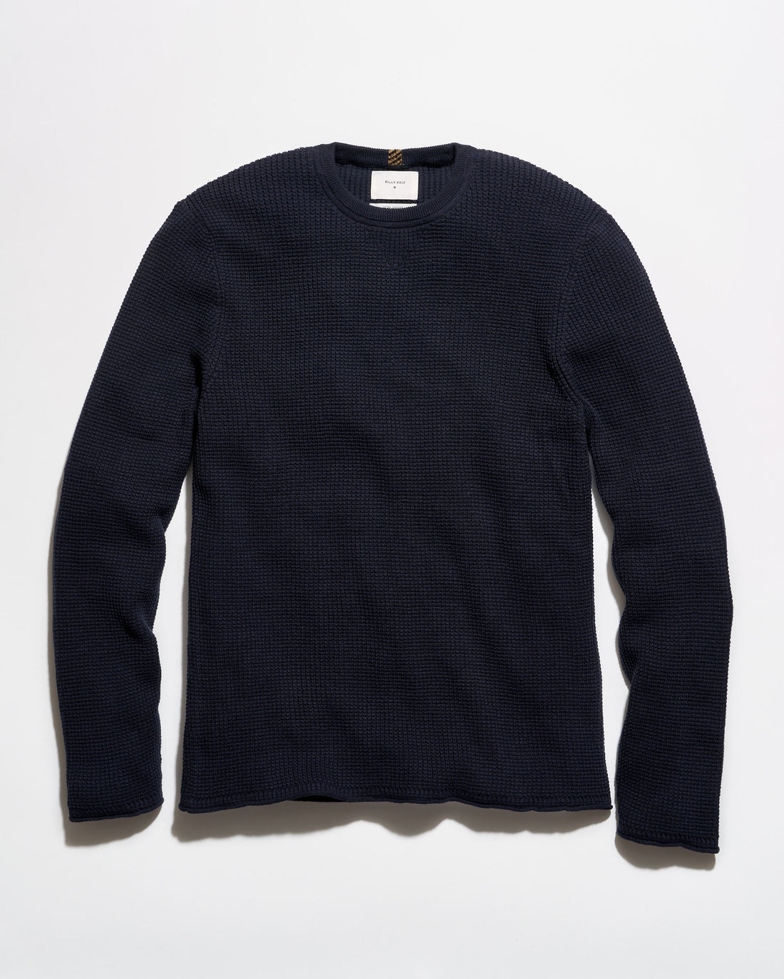 A waffle crew in blue on a grey background.