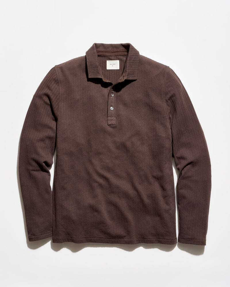 Long Sleeve Herringbone Polo