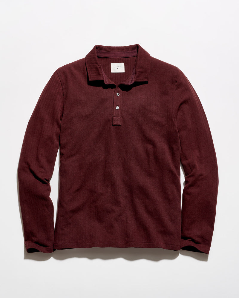 Long Sleeve Herringbone Polo