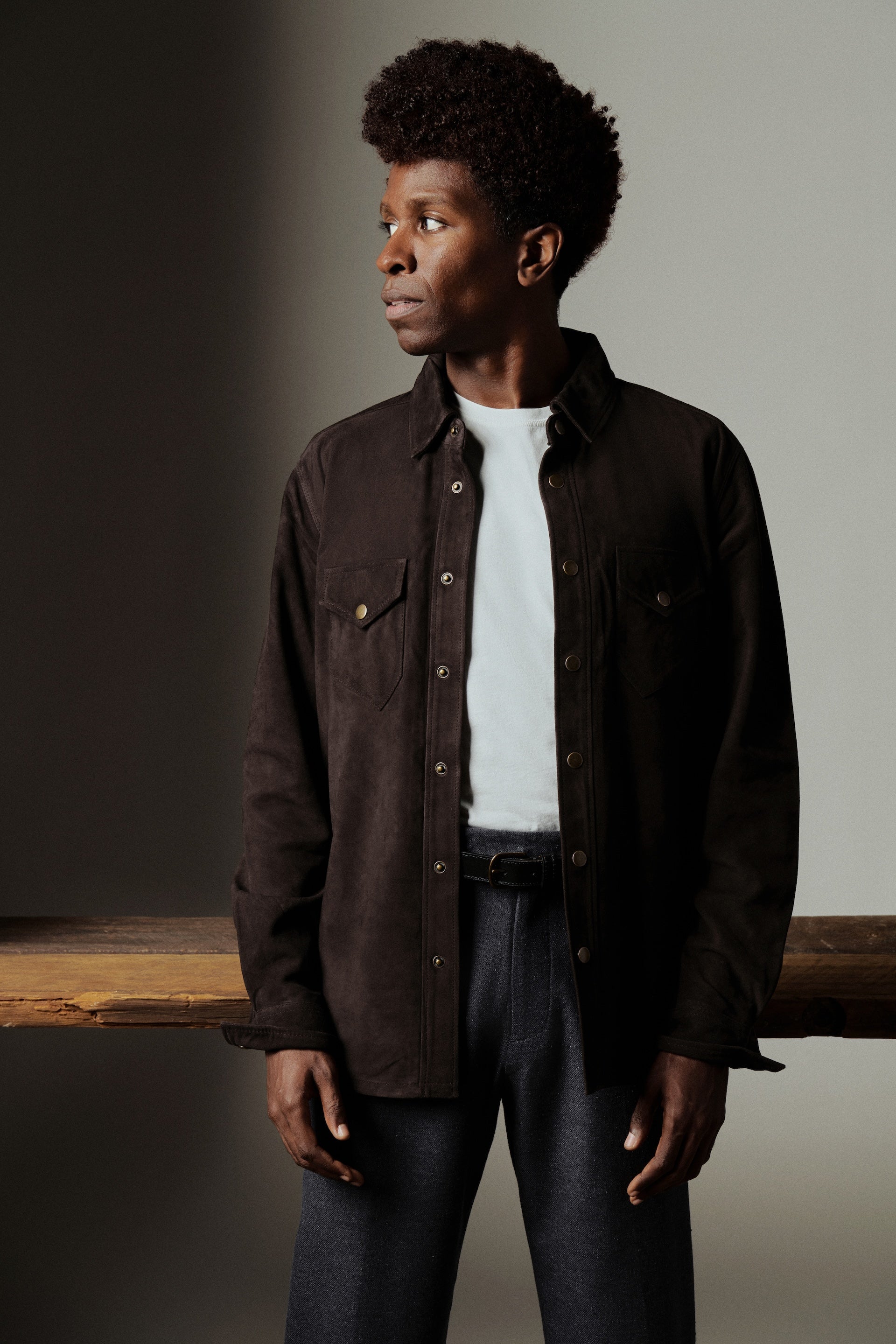 Savoy Suede Workshirt with Western Snap Pockets | Billy Reid