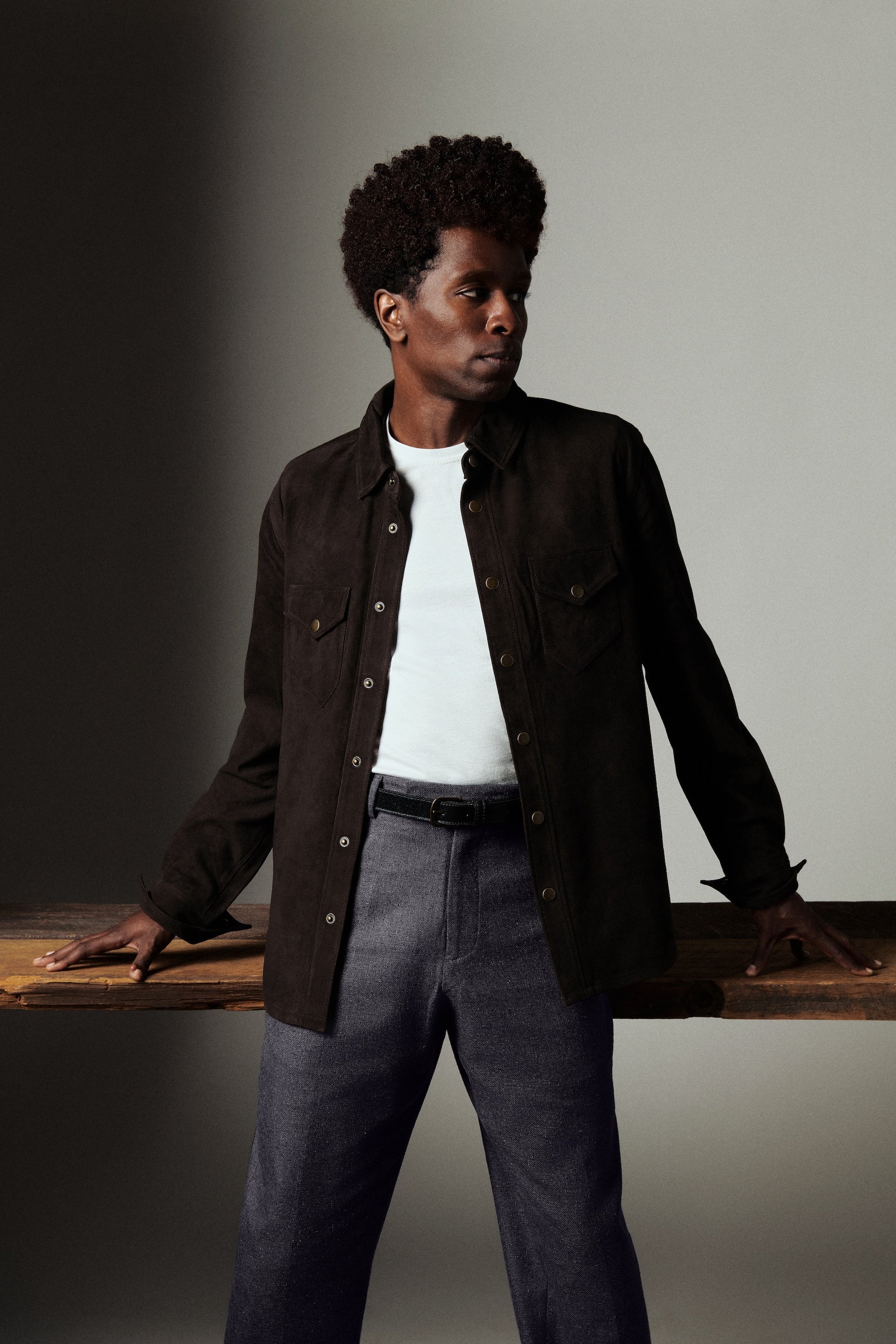 Savoy Suede Workshirt with Western Snap Pockets | Billy Reid