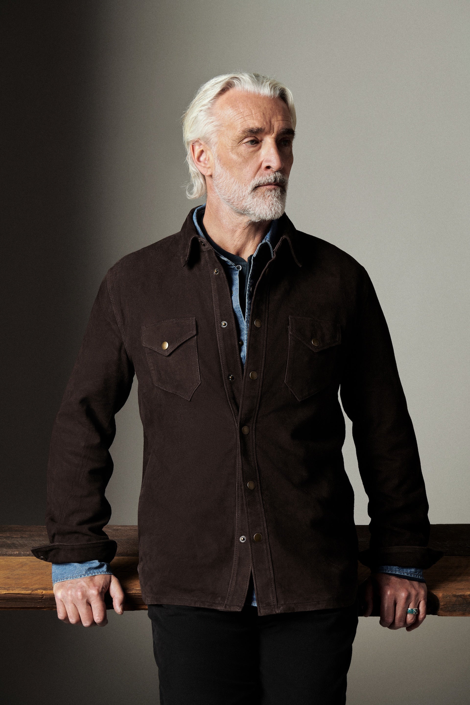 Savoy Suede Workshirt with Western Snap Pockets | Billy Reid