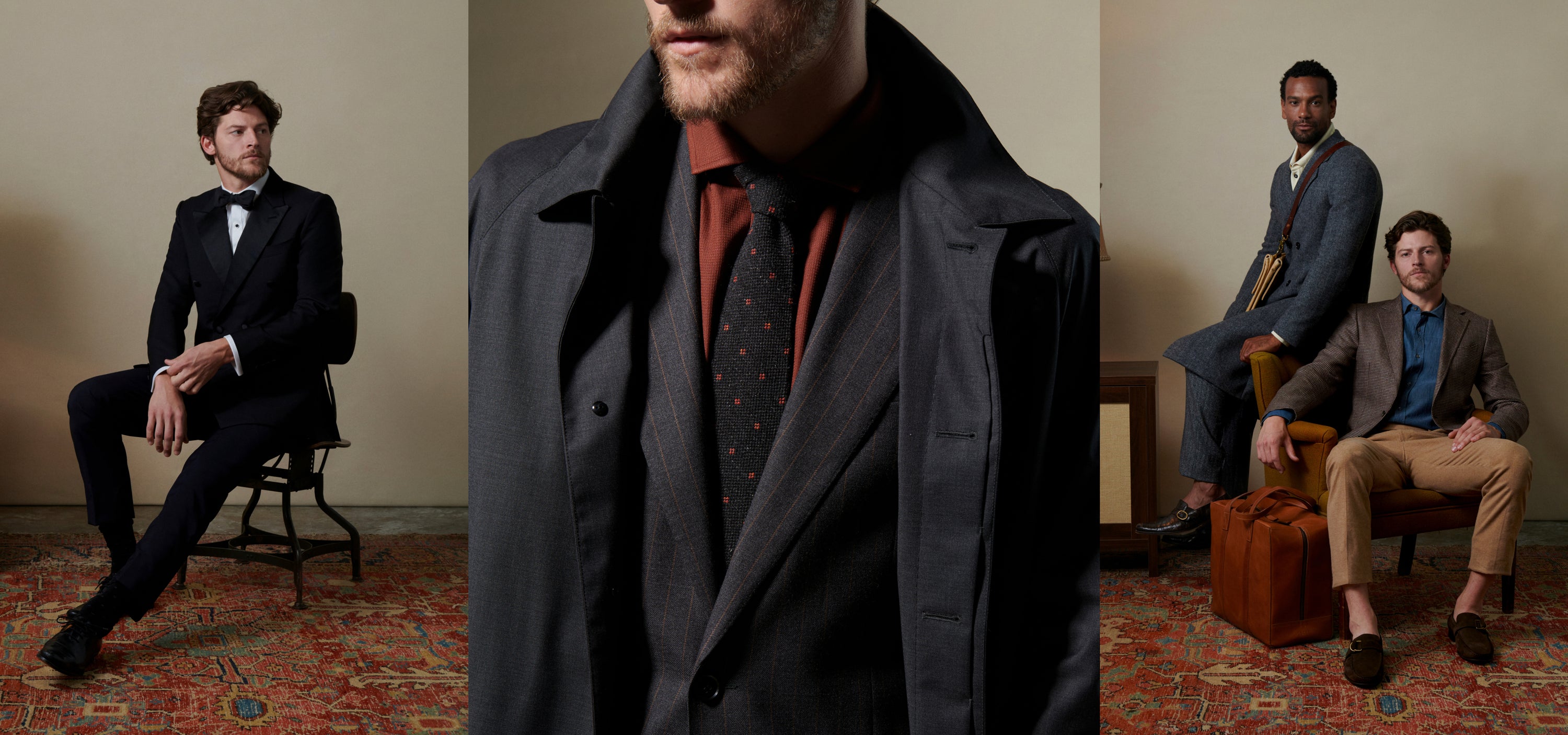 Models wear Billy Reid custom