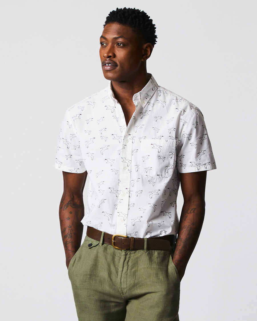Short Sleeve Tuscumbia Shirt in White/Black