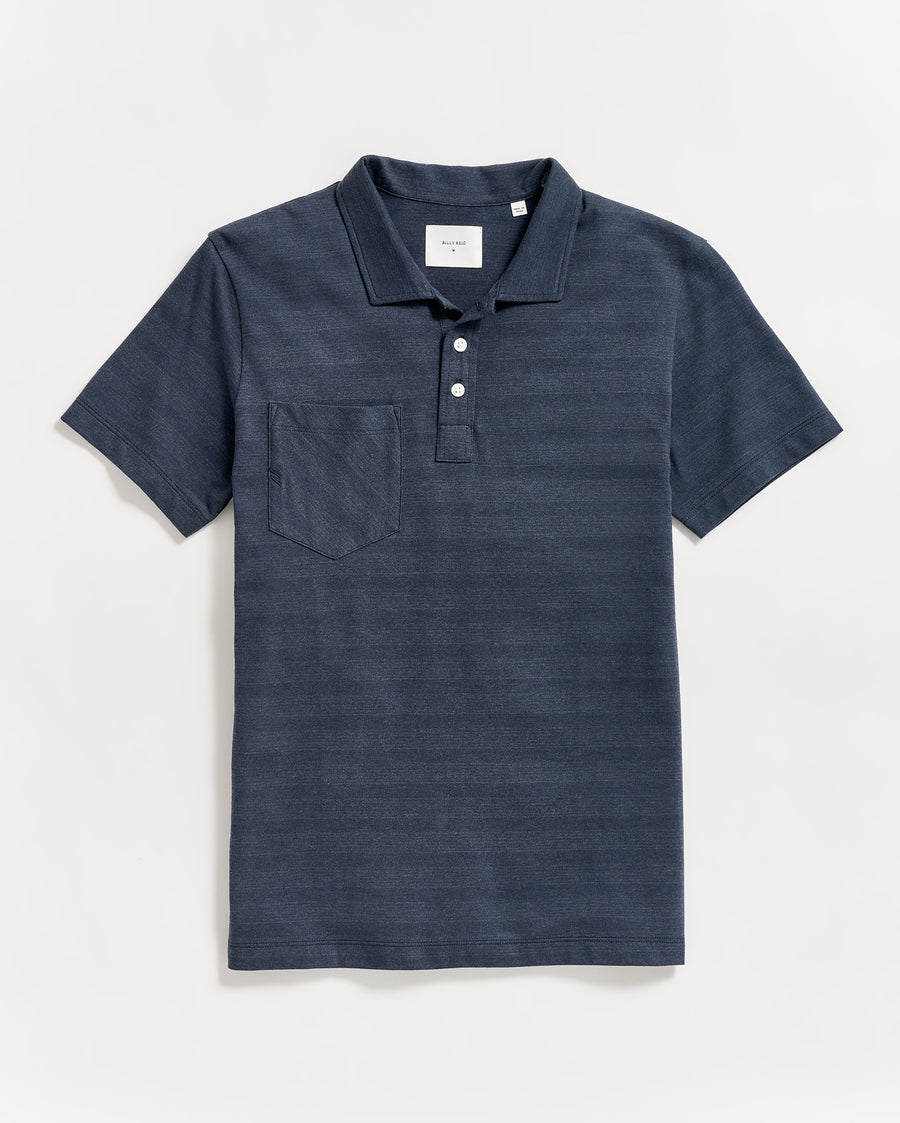 Shadow Stripe Polo in Carbon Blue