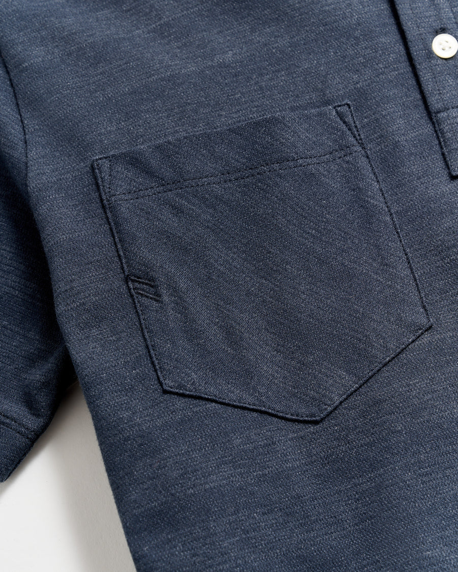 Shadow Stripe Polo in Carbon Blue