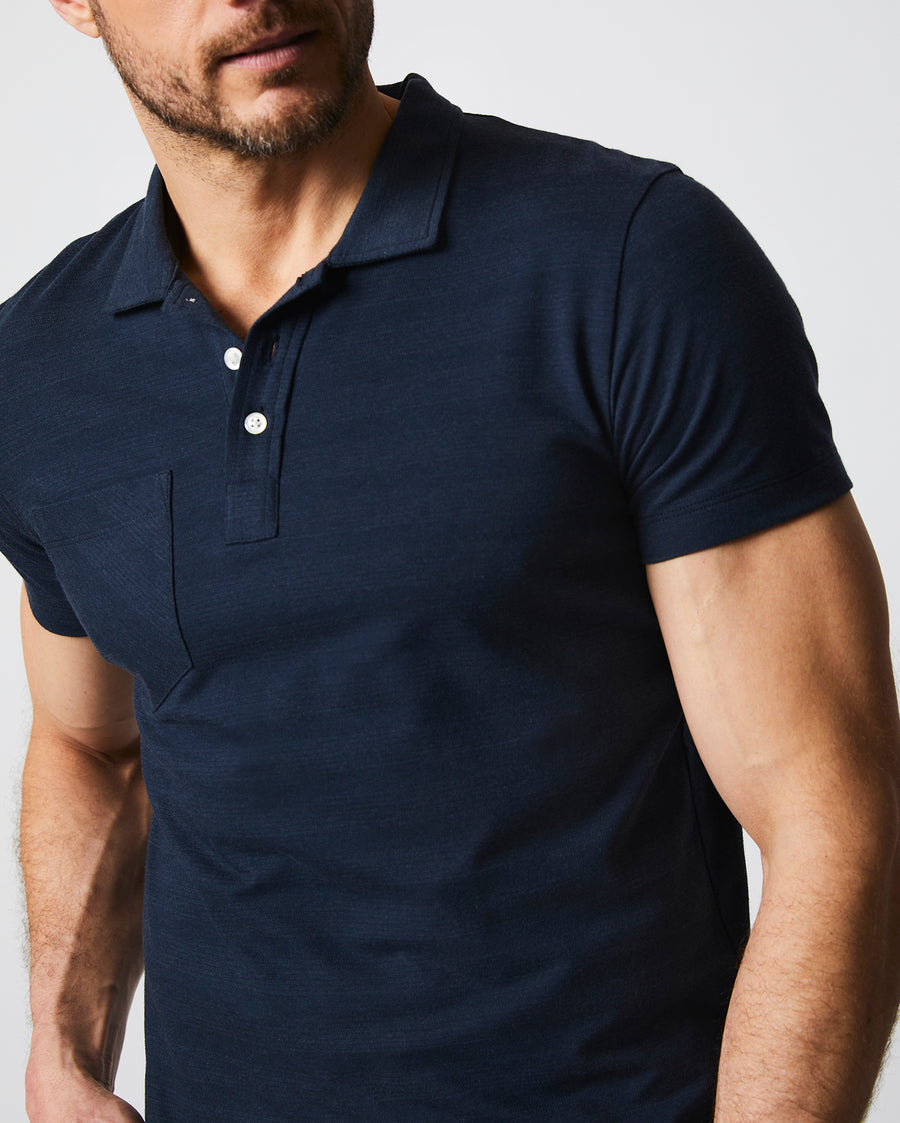 Shadow Stripe Polo in Carbon Blue