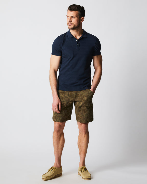 Shadow Stripe Polo in Carbon Blue