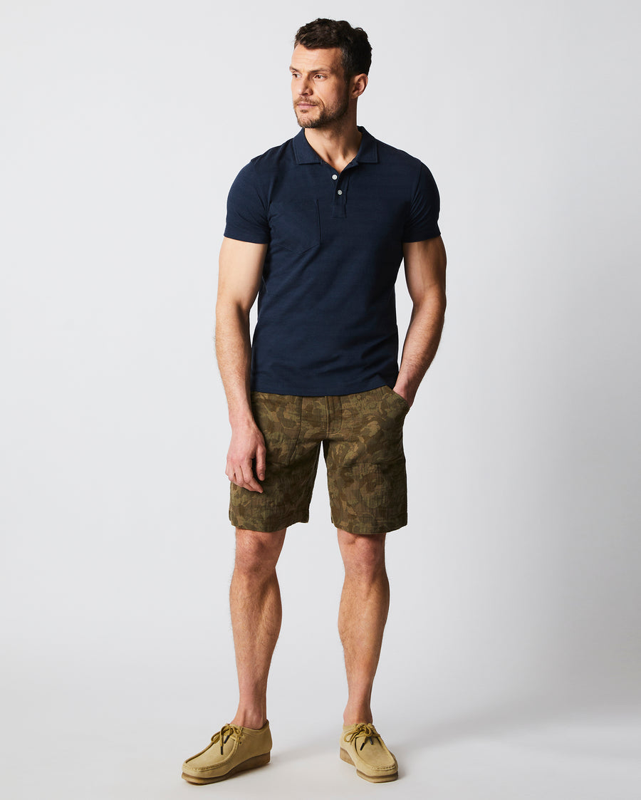 Shadow Stripe Polo in Carbon Blue